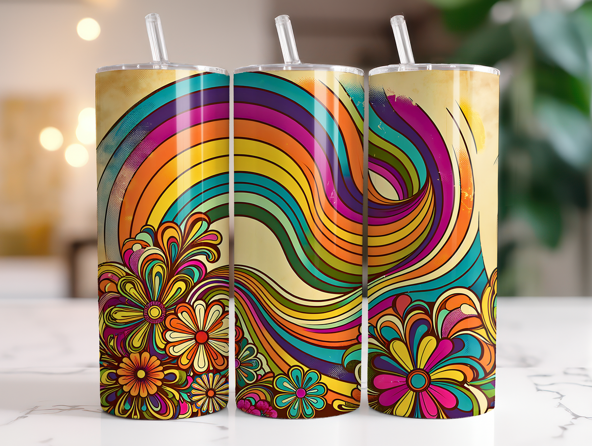 Hippie Rainbow Tumbler: 20oz Stainless Steel