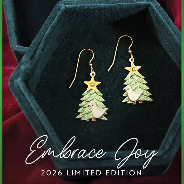 Tree w/Partridge & Star Silver Forest Earrings