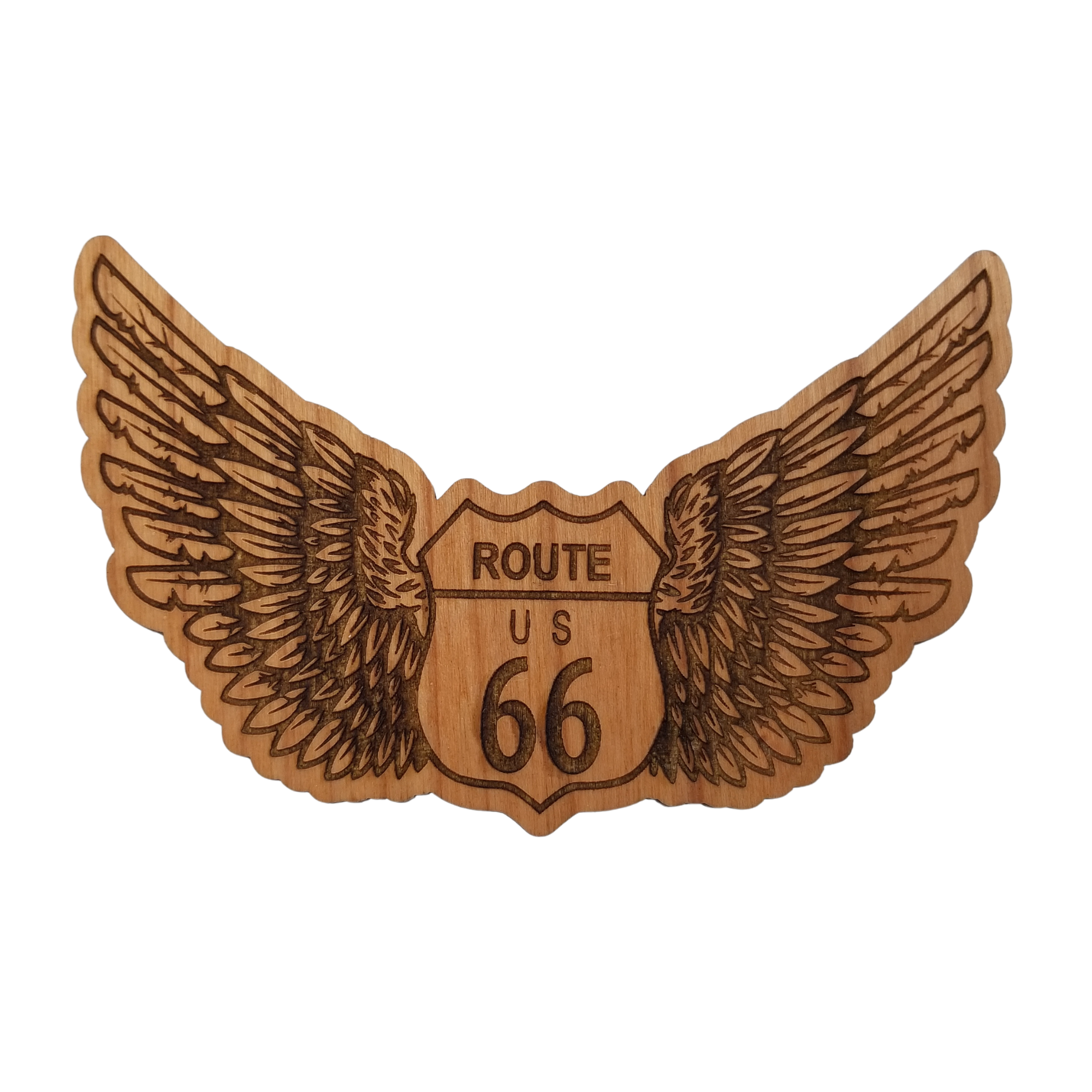 Route 66 Wings Wood Magnet