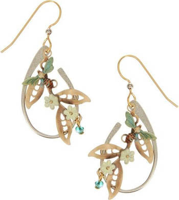 Silver Forest Earrings Bee/Flowers/Leaf/Open Circle
