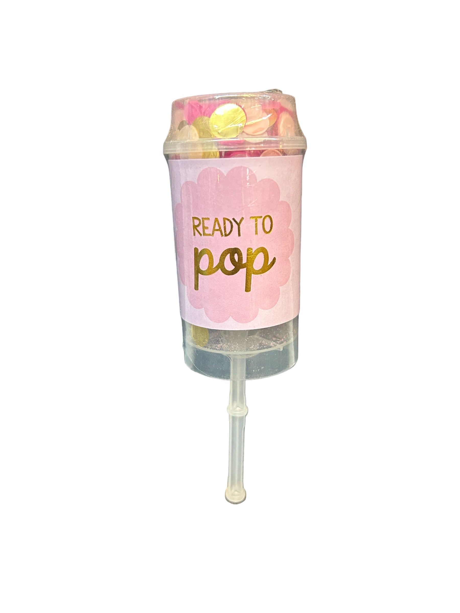 Pink Ready To Pop Gender Reveal Confetti Popper