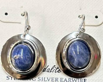 Spirit by Silver Forest Framed Oval Blue Stone Earrings