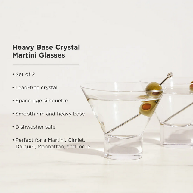 Heavy Base Crystal Martini Glasses /Set of 2