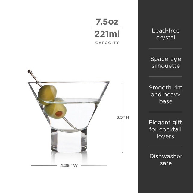 Heavy Base Crystal Martini Glasses /Set of 2