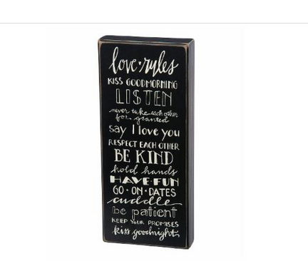 Love Rules Wooden Box Sign