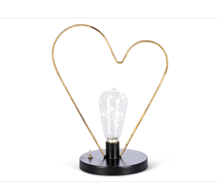 Metal Tabletop Heart with LED Lightstring Bulb
