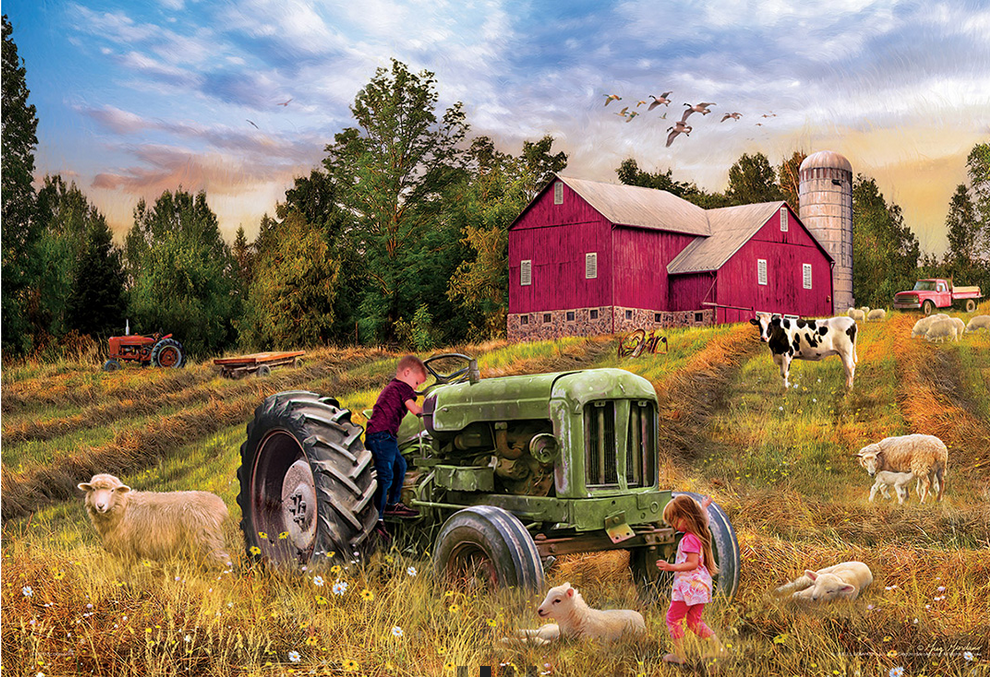 Farm Tractor Puzzle Tin