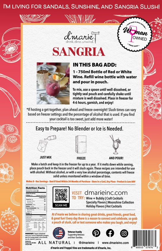 Non-Alcoholic Sangria Craft Cocktail Slush Mix