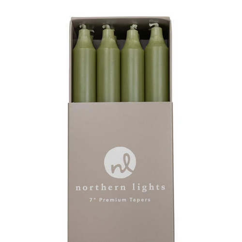 7" Taper Candle - Moss Green