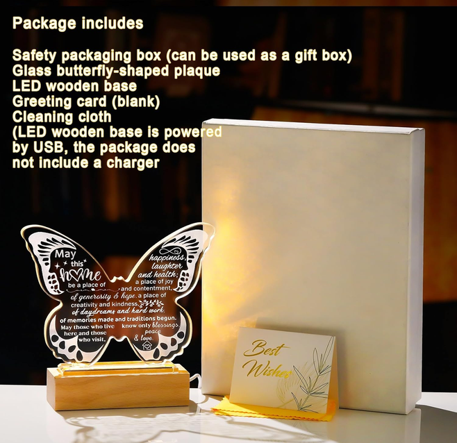 Lighted Crystal Butterfly Housewarming Gift