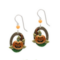 Jack-O-Lantern in Oval Silver Forest Earrings