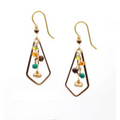 Kite Shape & Bead Dangle Silver Forest Earrings