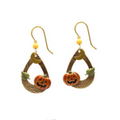 Jack-O-Lantern In Tear w/Crescent Moon Silver Forest Earrings
