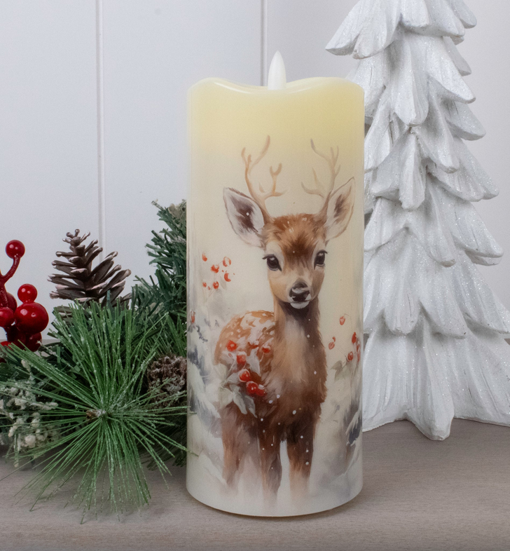 Winter Fawns Fiber Optic Candle