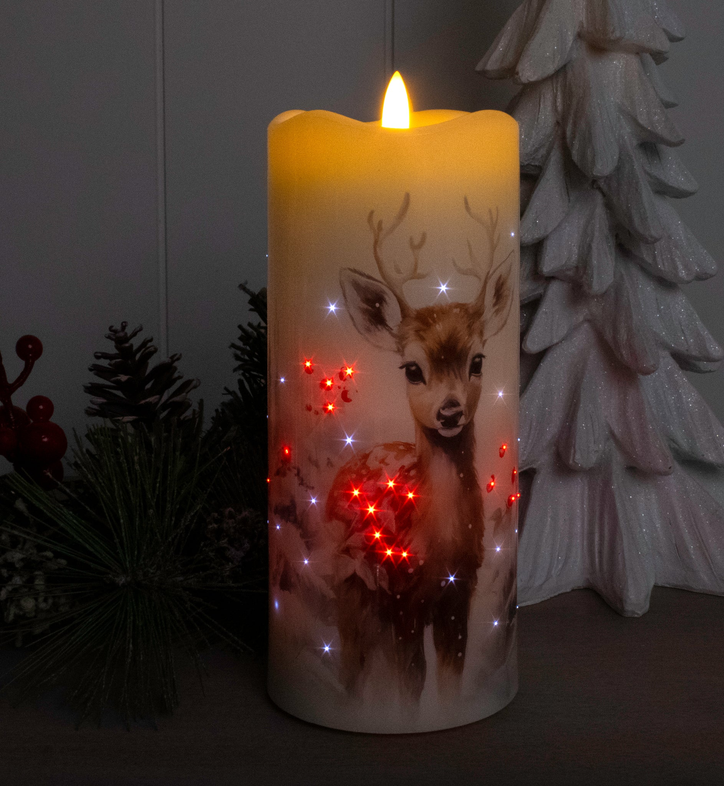 Winter Fawns Fiber Optic Candle