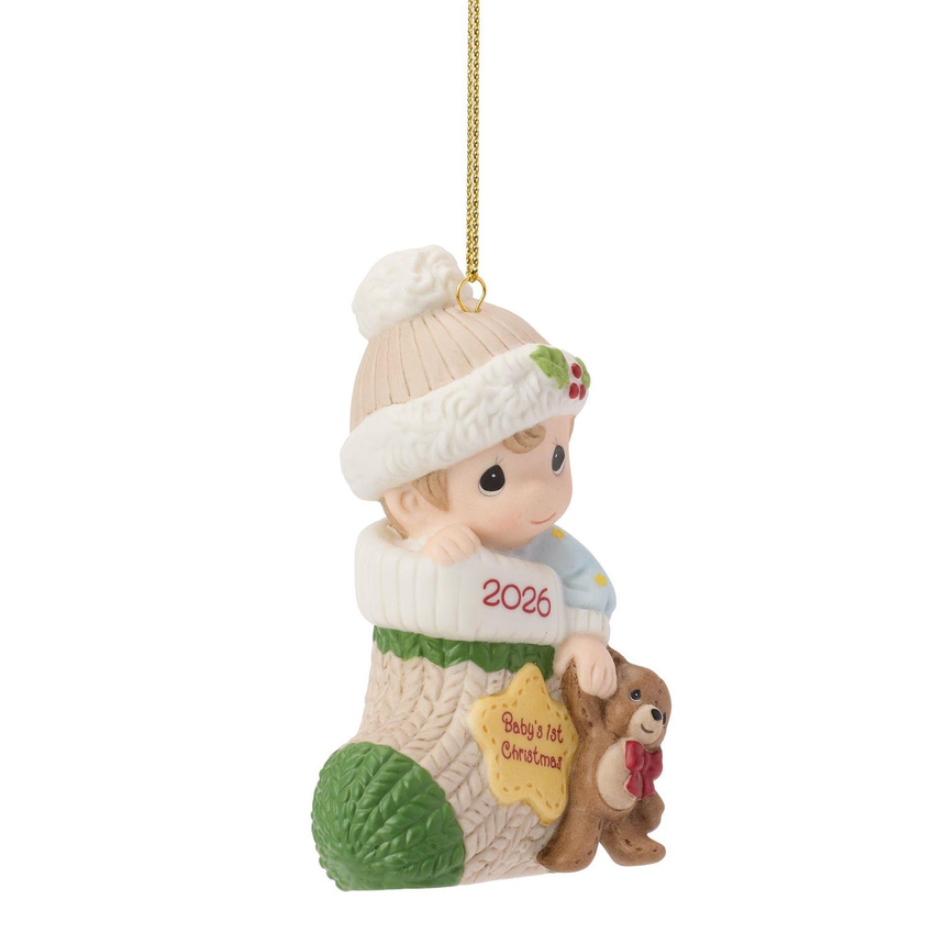 Baby's First Christmas 2026 Boy Dated Precious Moments Ornament