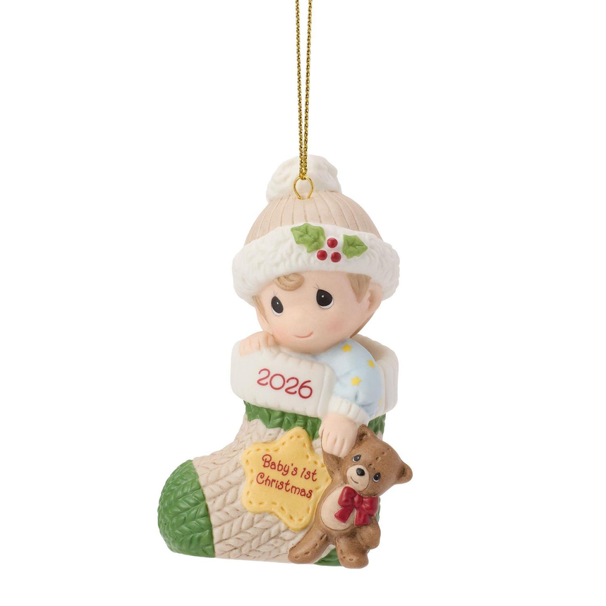 Baby's First Christmas 2026 Boy Dated Precious Moments Ornament