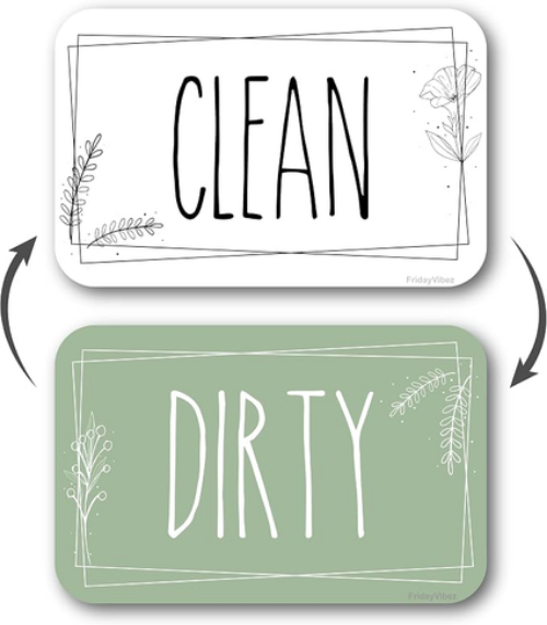 Clean Dirty Dishwasher Magnet - Green & White