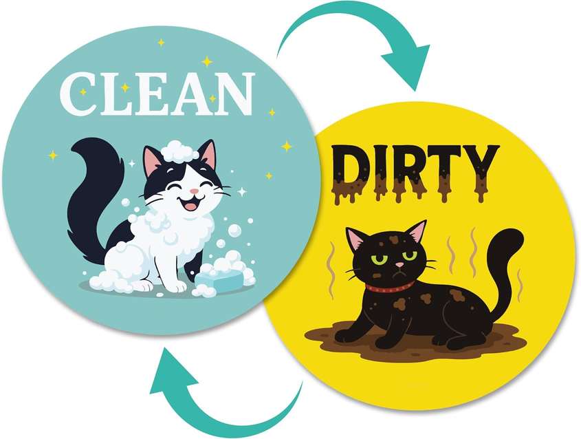 Clean Dirty Dishwasher Magnet - Cat