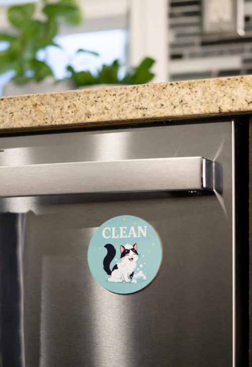 Clean Dirty Dishwasher Magnet - Cat