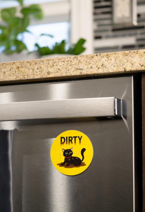 Clean Dirty Dishwasher Magnet - Cat