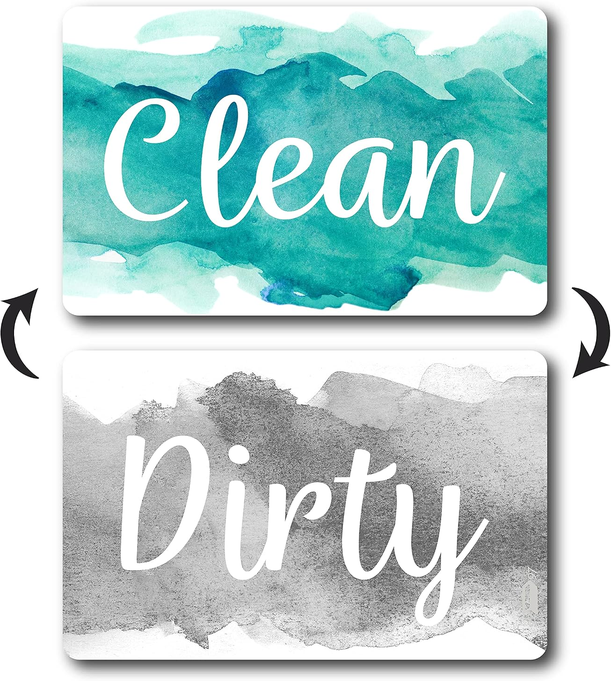 Clean Dirty Dishwasher Magnet - Aqua/Gray