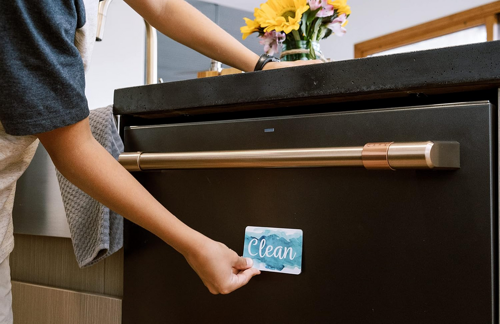 Clean Dirty Dishwasher Magnet - Aqua/Gray