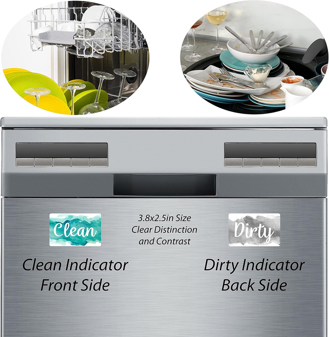 Clean Dirty Dishwasher Magnet - Aqua/Gray
