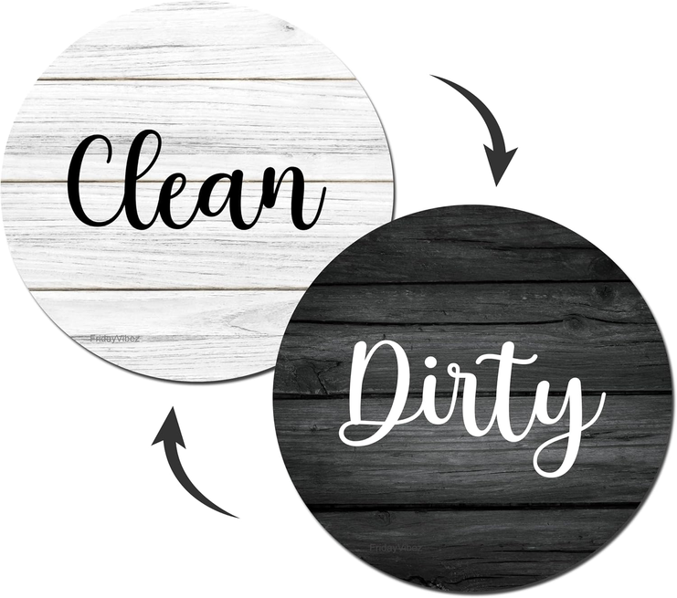 Clean Dirty Dishwater Magnet - Black & White