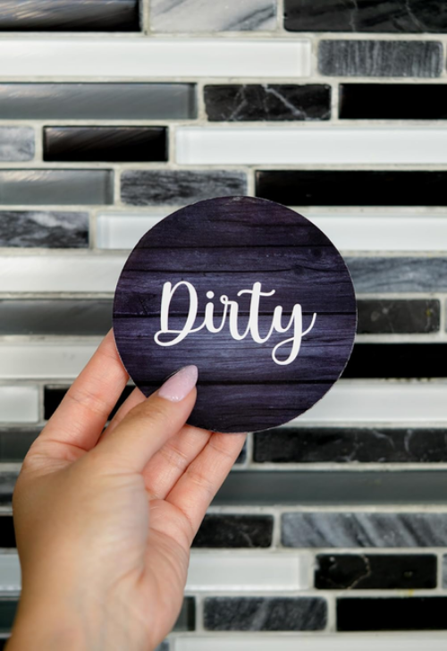 Clean Dirty Dishwater Magnet - Black & White