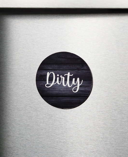 Clean Dirty Dishwater Magnet - Black & White