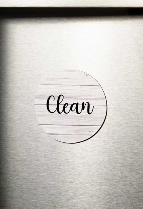 Clean Dirty Dishwater Magnet - Black & White