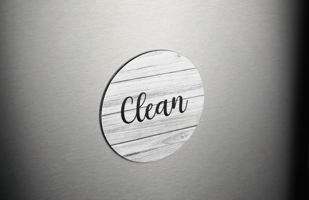 Clean Dirty Dishwater Magnet - Black & White