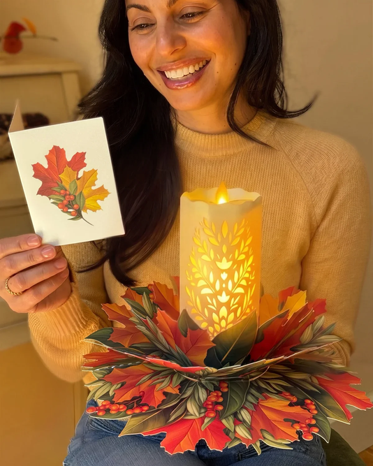 Fall Candle FreshCut Paper Pop-Up Light-Up Holiday Decor