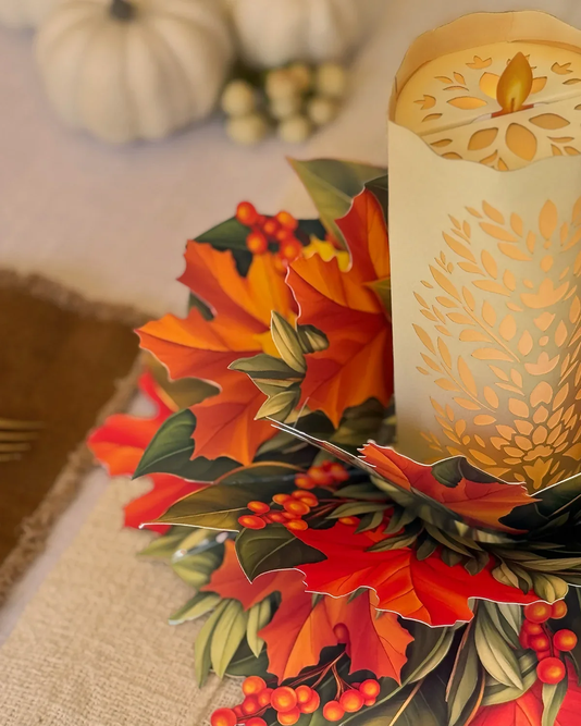 Fall Candle FreshCut Paper Pop-Up Light-Up Holiday Decor