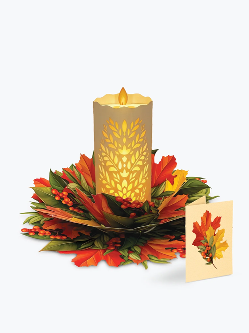 Fall Candle FreshCut Paper Pop-Up Light-Up Holiday Decor