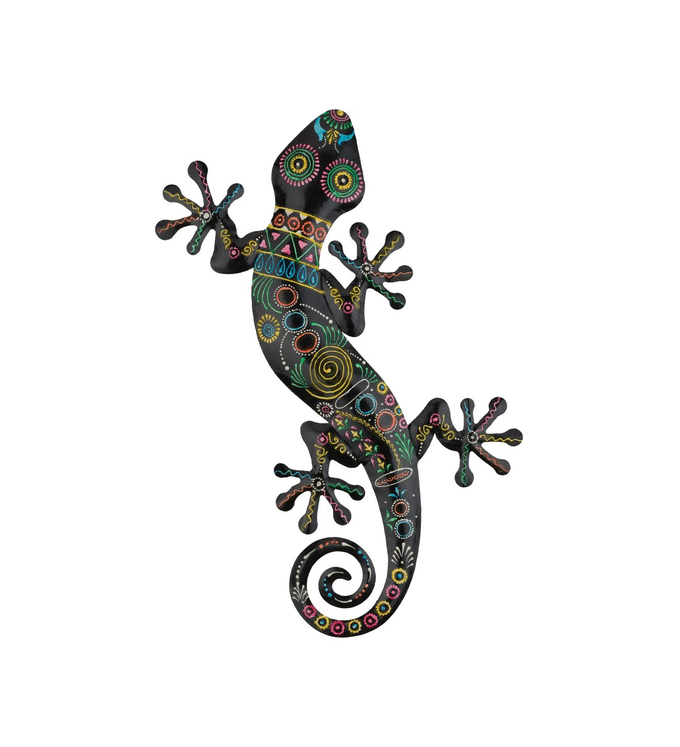 Black/Multicolor Artisan Gecko Wall Decor