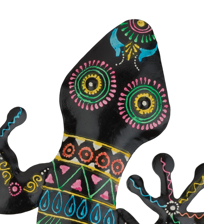 Black/Multicolor Artisan Gecko Wall Decor