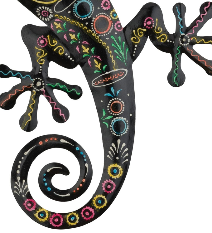 Black/Multicolor Artisan Gecko Wall Decor