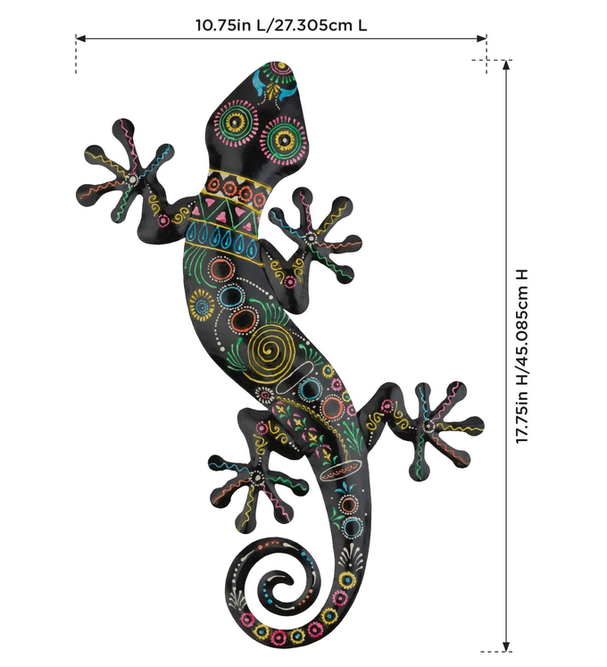 Black/Multicolor Artisan Gecko Wall Decor