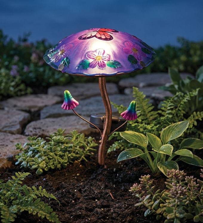 Butterfly Mushroom Solar Stake