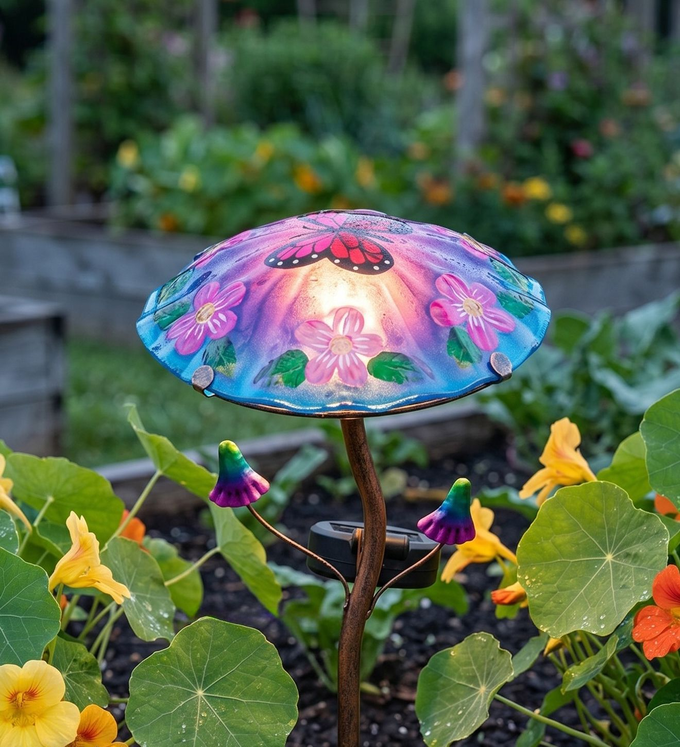 Butterfly Mushroom Solar Stake