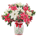 Festive Poinsettias FreshCut Paper Pop-Up Flower Bouquet