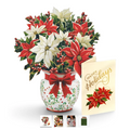 Mini Festive Poinsettias FreshCut Paper Pop-Up Greeting Card