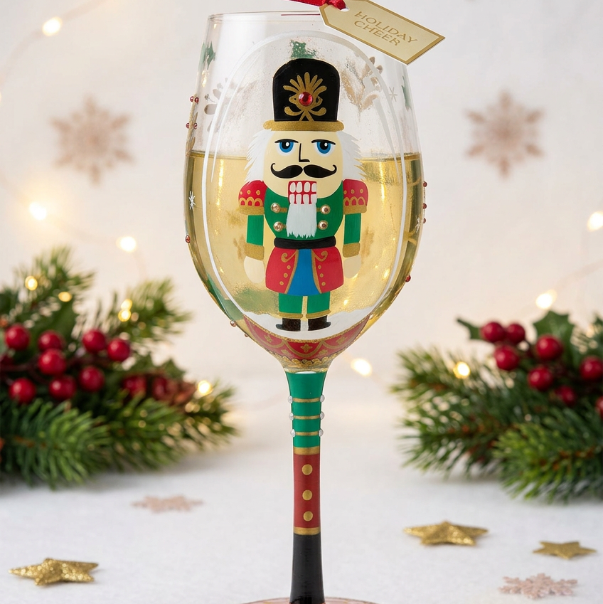 Nutcracker Snow Globe Lolita Wine Glass
