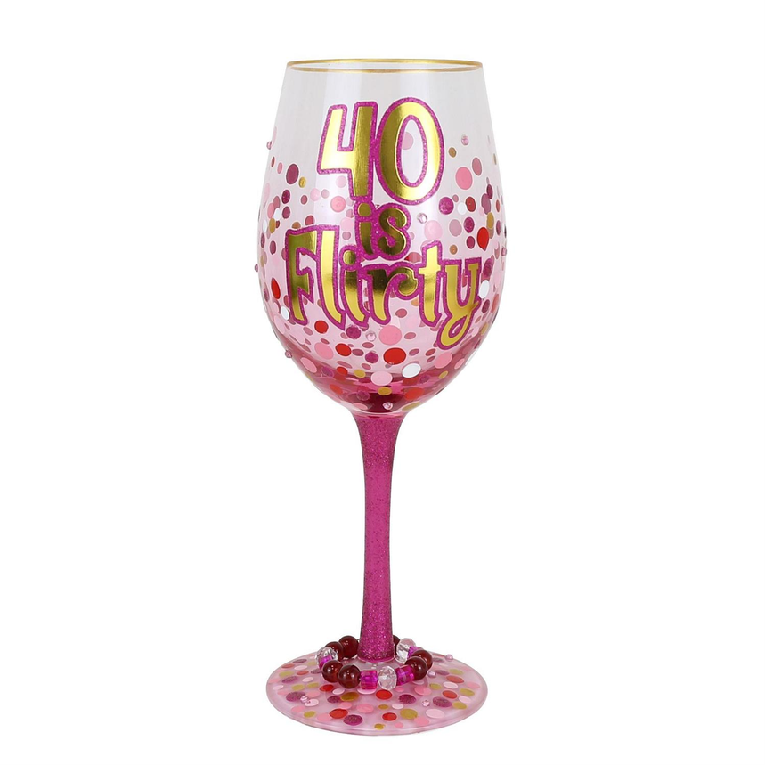 40 Is Flirty Lolita Wine Glass