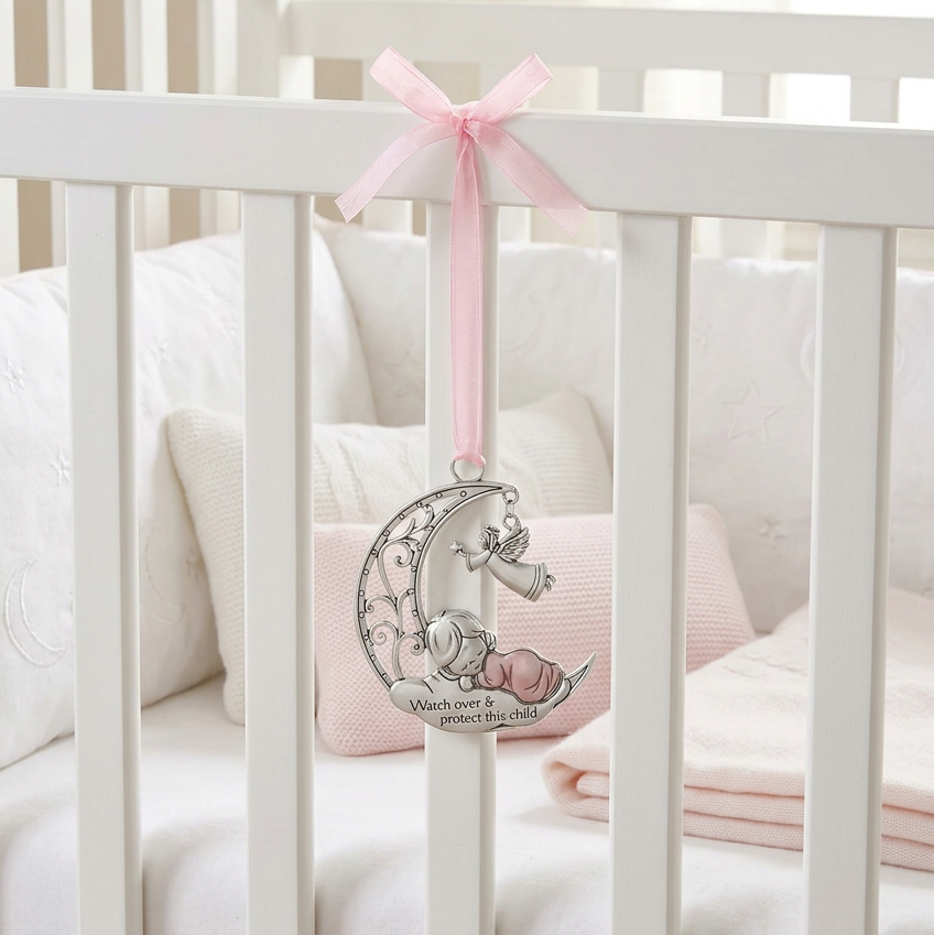 Guardian Angel Crib Ornament - Pink