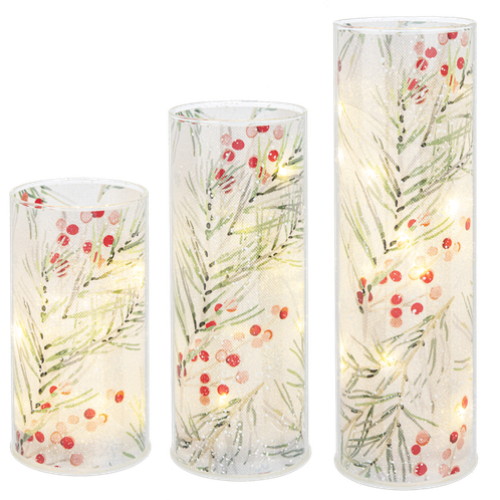 Winterberry LED Pillar Candles