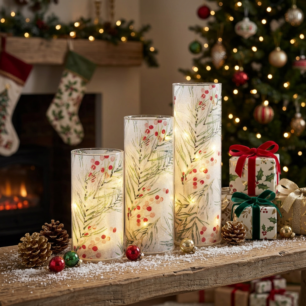 Winterberry LED Pillar Candles
