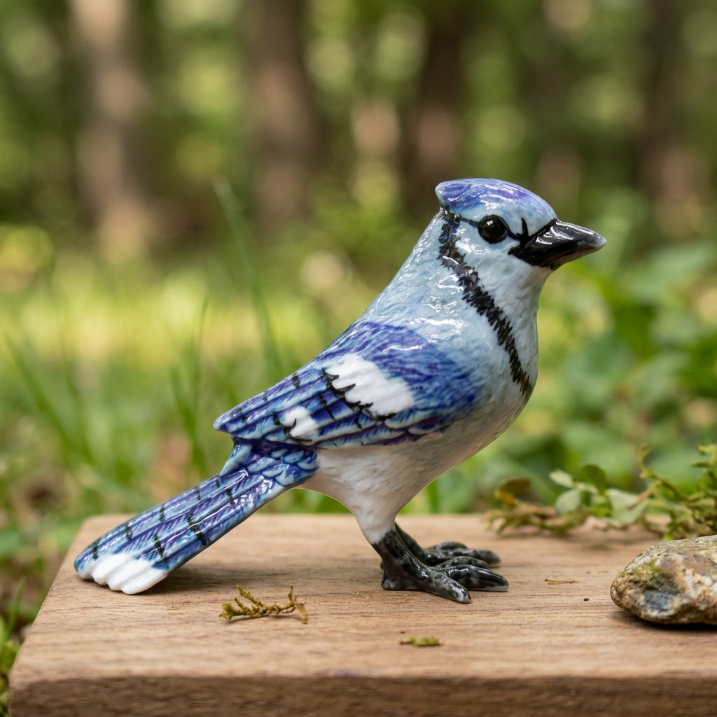Bluejay Standing Miniature Porcelain Figurine